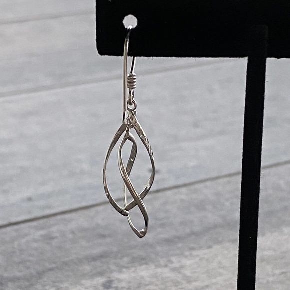 925 MA Thailand Sterling Silver Earrings Dangles Drops Art Deco Textured VTG - Picture 9 of 12